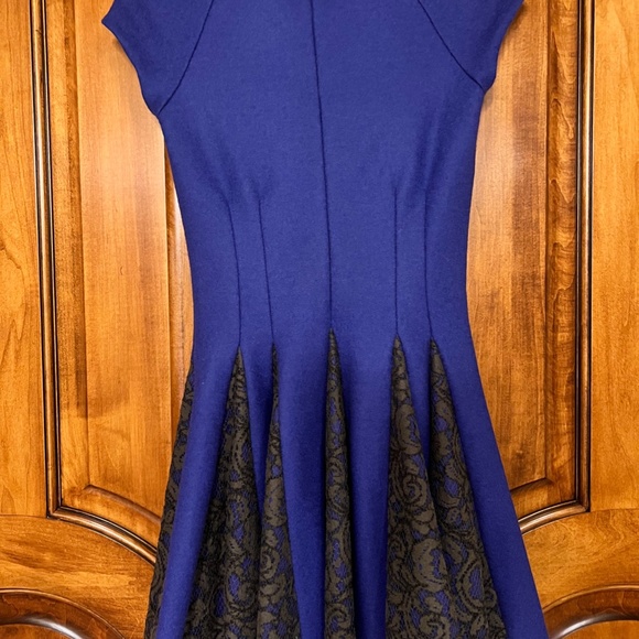 MSGM Blue Dress with Black Lace - Picture 3 of 5